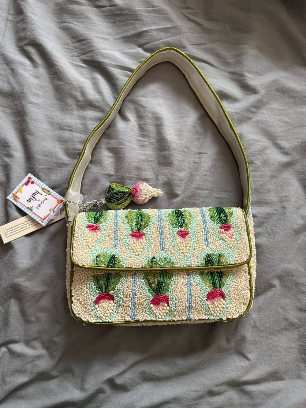 Beaded Radish Shoulder Bag Handmade in India New with Tags